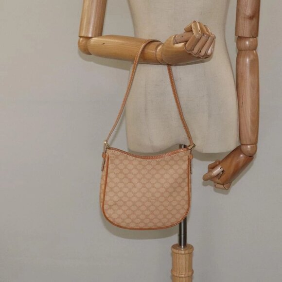 CELINE Macadam Canvas Shoulder Bag PVC Beige Gold Auth - Picture 1 of 16